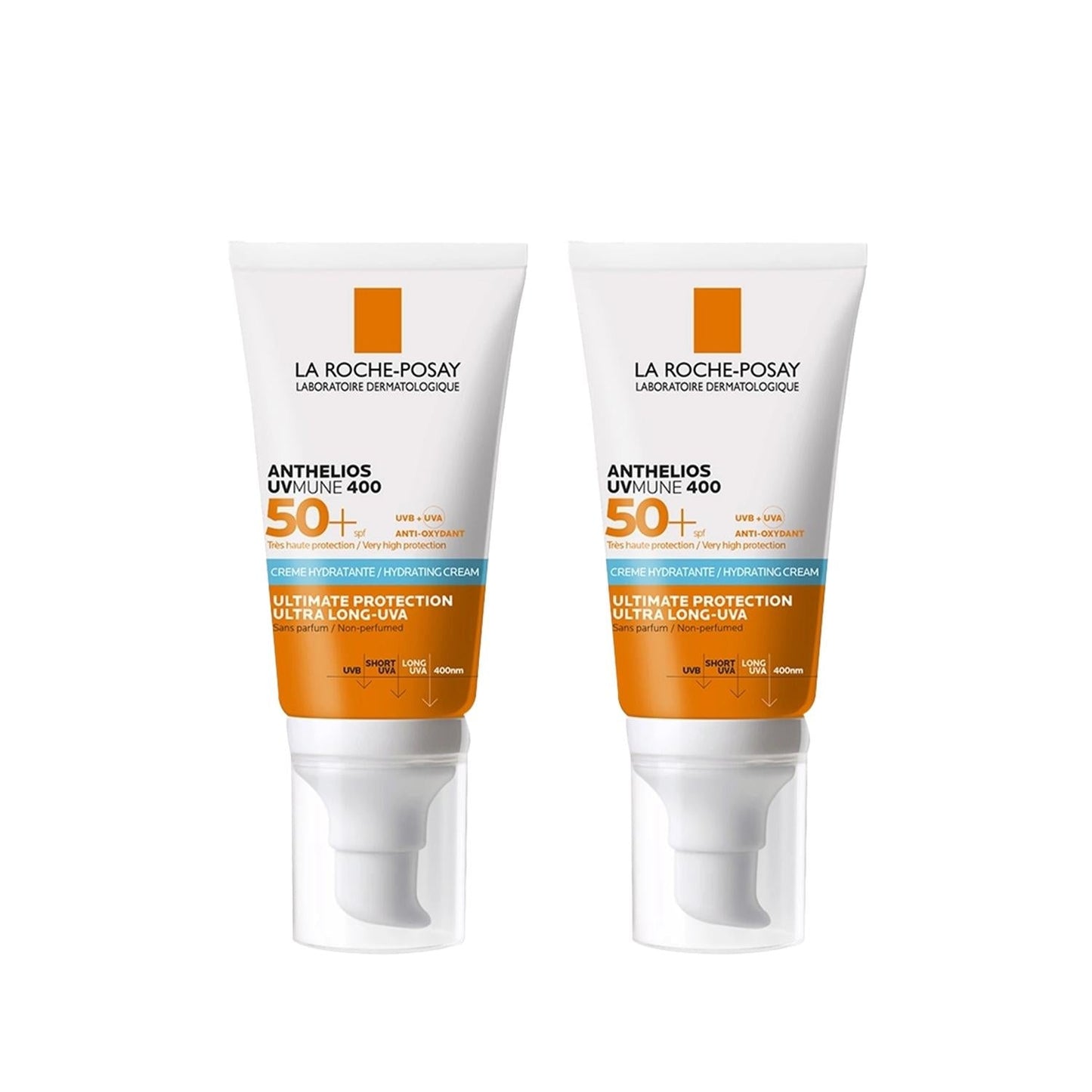 La Roche-Posay Anthelios UVMune SPF 50+ Sunscreen: High UVA/UVB Protection, Moisturizing, & Ideal for Sensitive Skin (2 x 50ml)