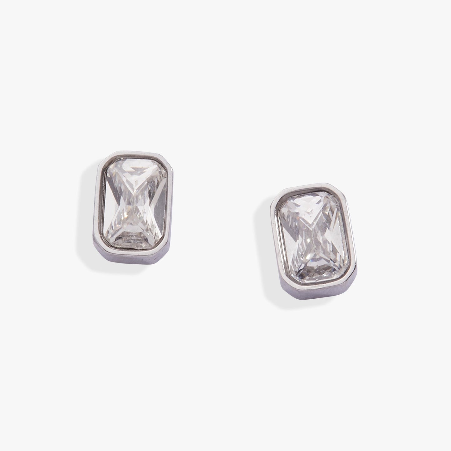 April Emerald-Cut Birthstone Stud Earrings