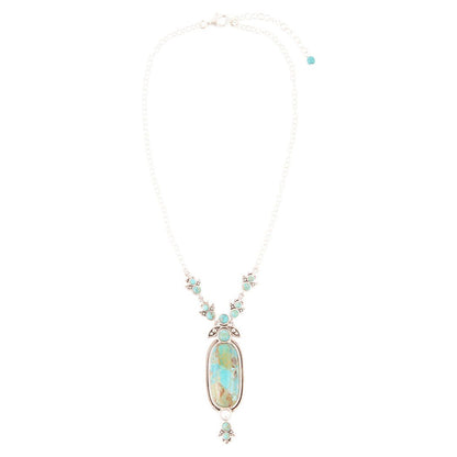 Emile Sterling Silver and Blue Turquoise Pendant Necklace