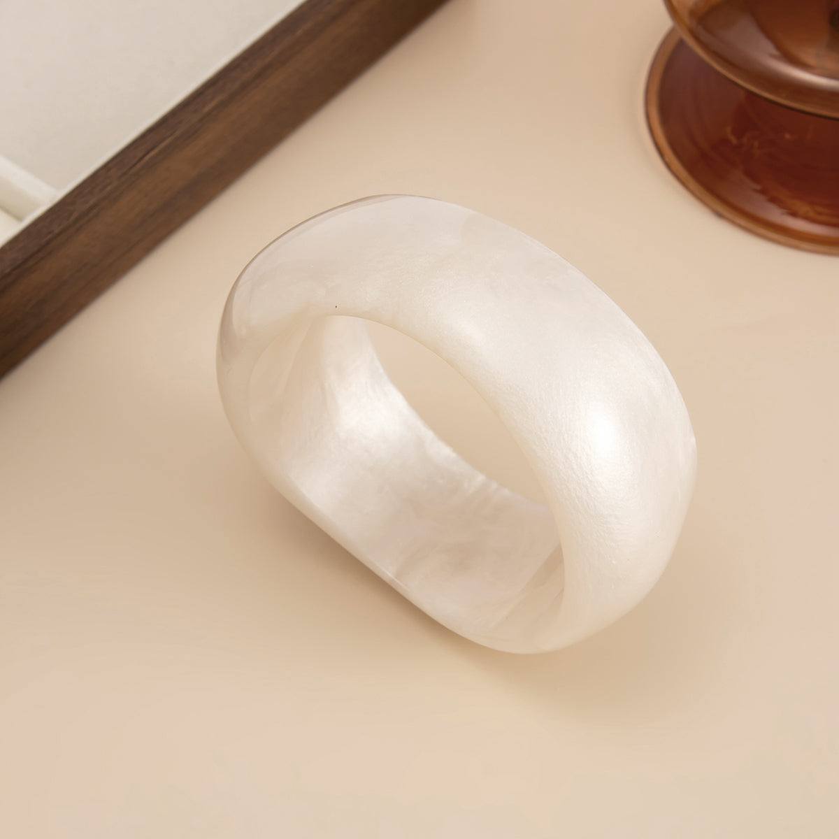 Cream Resin Uneven Bangle