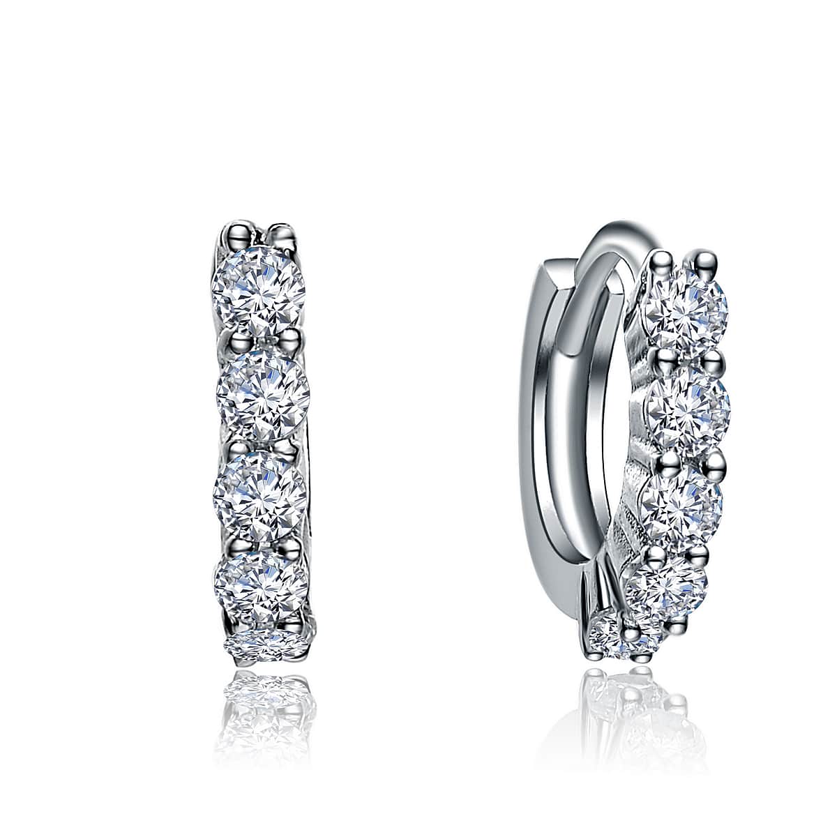 Elegant White Gold Plated Cubic Zirconia Huggie Hoop Earrings