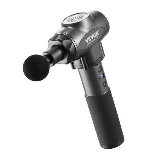 VEVOR Massage Gun Deep Tissue with 9 Speed Levels & 6 Massage Heads, 24V 2500mAh Batteries, Percussion Muscle Massager for Athletes, Handheld Electric Massage Gun for Pain Relief, Muscle Relaxation - Gray