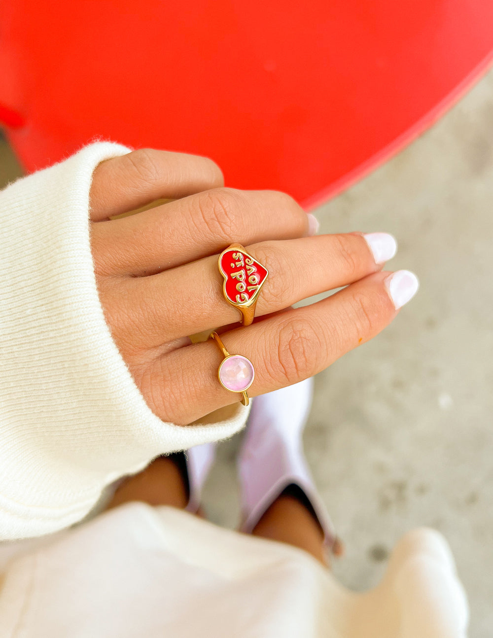 Elevated Faith Enamel God is Love Ring