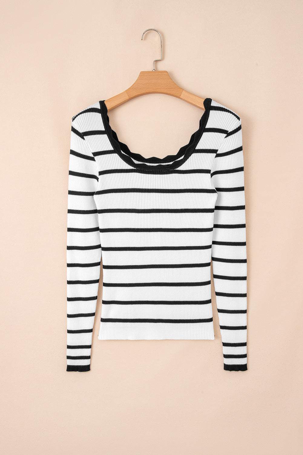 Sutton Striped Ribbed Slim Sweater - Black White / L - 12/14