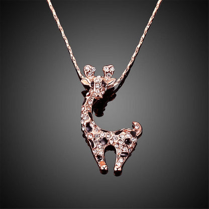 Cubic Zirconia & Enamel Rose Goldtone Giraffe Pendant Necklace
