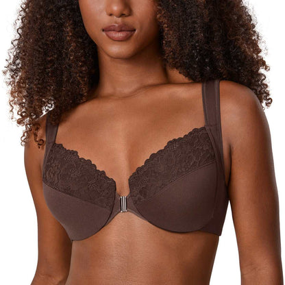 Plus Size Front Closure Lace Underwire Bra