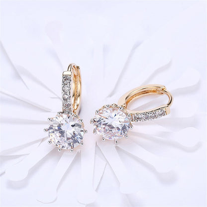 Cubic Zirconia & Goldtone Round-Cut Huggie Earrings