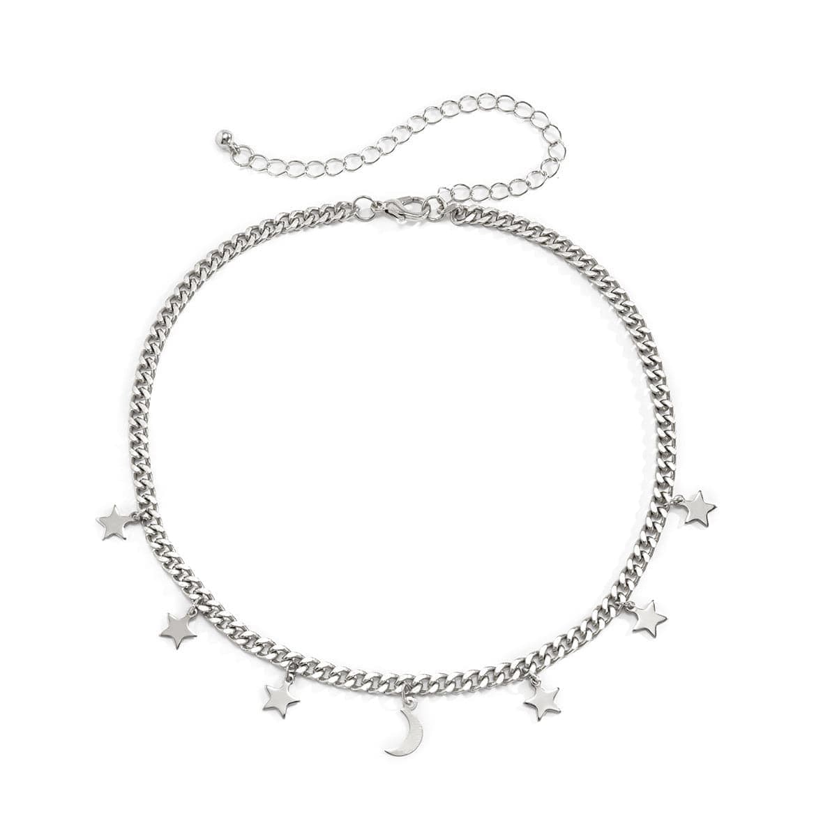 Silvertone Celestial Station Choker Necklace