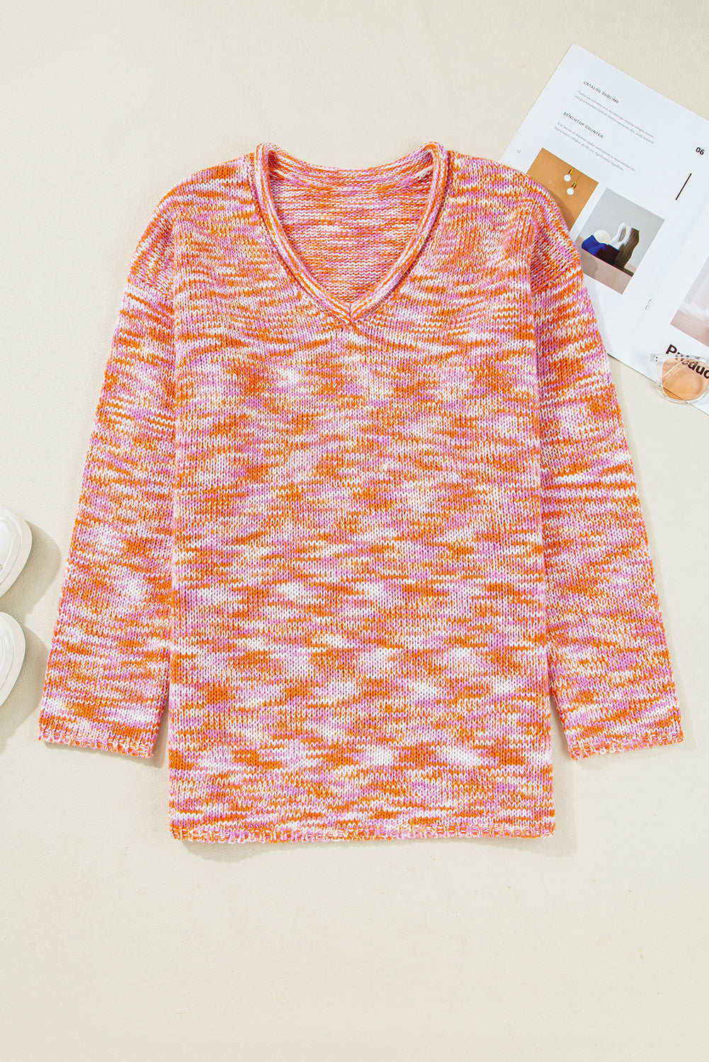 Sofia Shoulder Tunic Oversized Sweater - Orange / M - 8/10