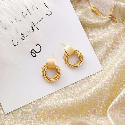 Goldtone Stacked Circle Drop Earrings