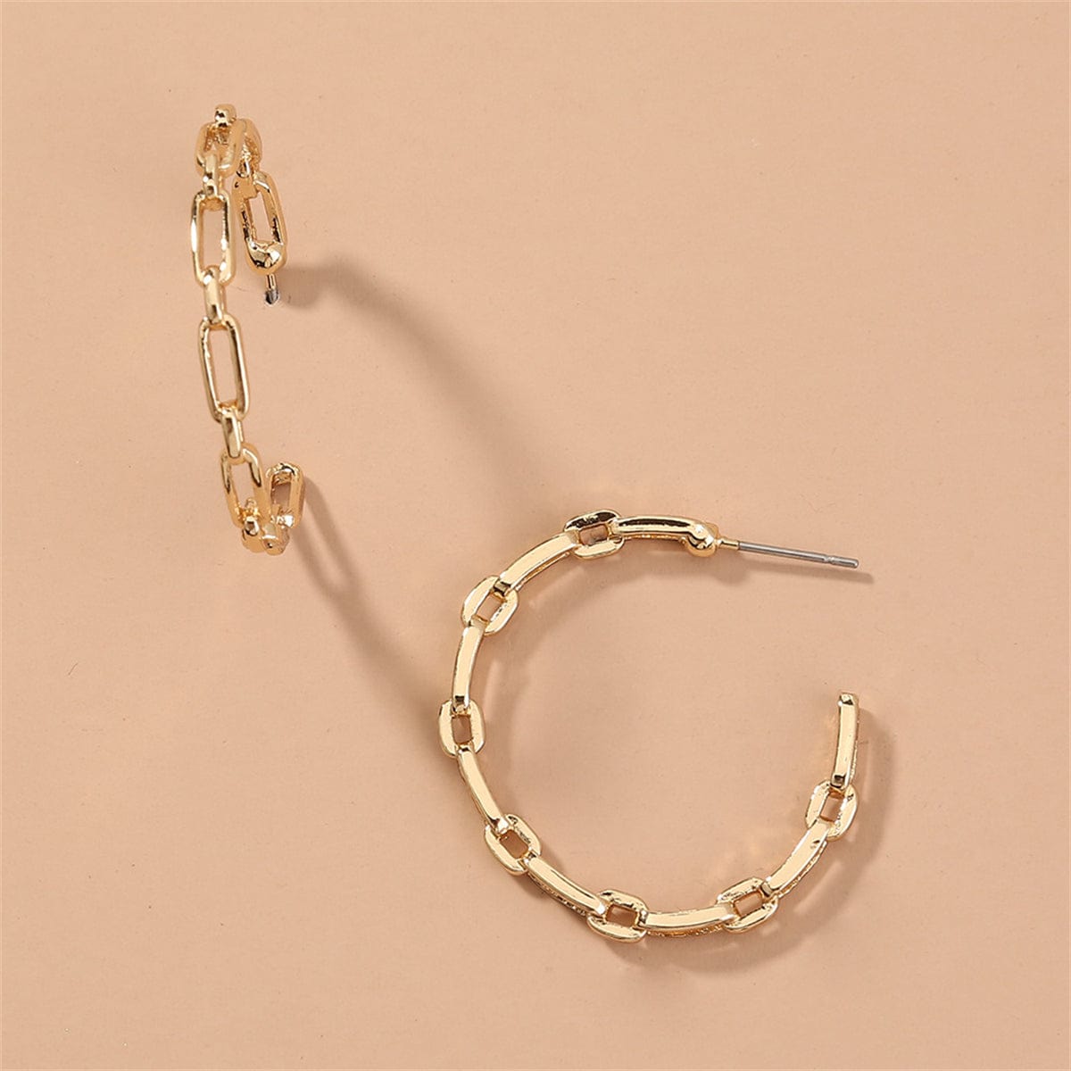 Goldtone Chain Hoop Earrings