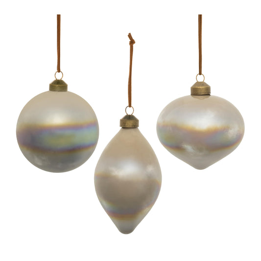 Melrose International Cloudy Iridescent Glass Ornament (Set of 6)