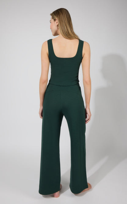 Terry Corset Tank & Fleece Wide Leg Pant Set