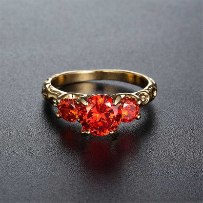 Red Crystal & Goldtone Ring-7
