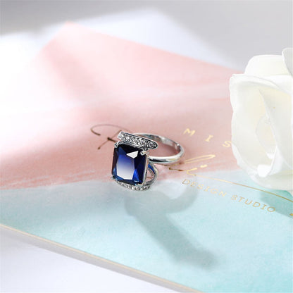 Navy Crystal & Cubic Zirconia Princess-Cut Ring-1