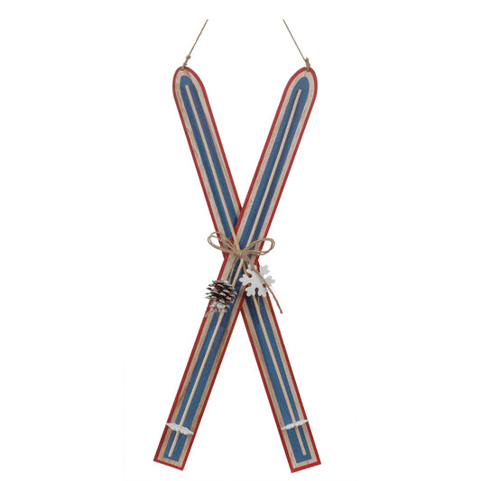 Melrose International Wood Ski Ornament (Set of 2)