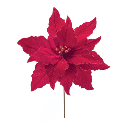 Melrose International Glittered Red Poinsettia Flower Stem (Set of 2)