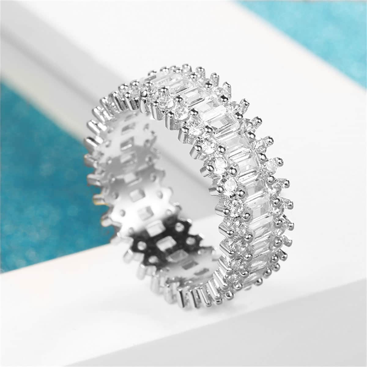 Clear Crystal & Cubic Zirconia Band Ring-1