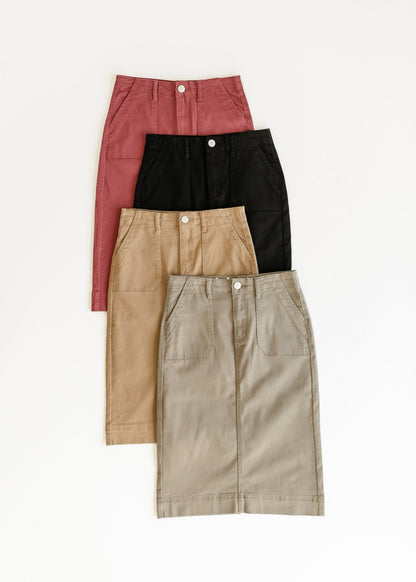 Erica Cotton Twill Midi Skirt