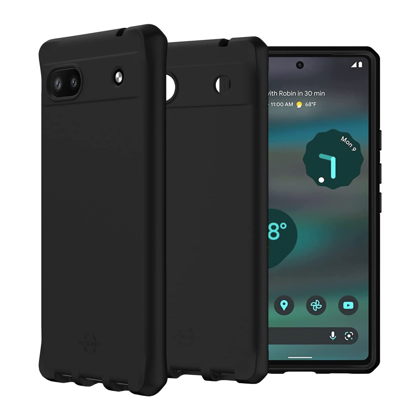 Itskins | Hybrid R Silk Protective Phone Case Compatible with Google Pixel 6a, Slim Hybrid Case, Anti-Slip, Soft, and Heavy Duty Shockproof Cover, Military Phone Case | Black