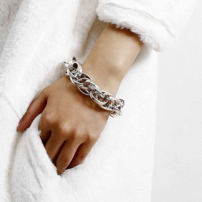 Silvertone Overlapping Chain Link Bracelet