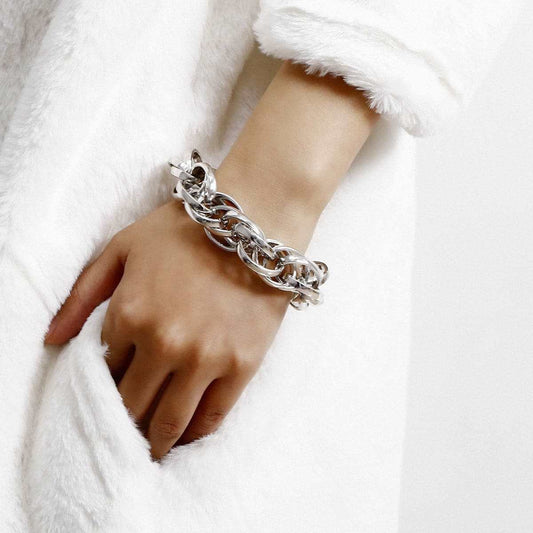 Silvertone Overlapping Chain Link Bracelet