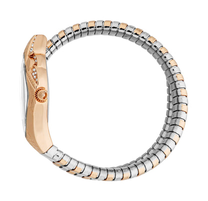 Just CAVALLI Women Watch, Rose Gold Color Case, Silver Dial, Two Tone Silver & Rose Gold Color Metal Bracelet, 2 Hands, 3 Atm