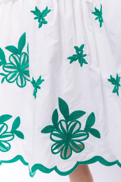 Estelle Dress (White Green)