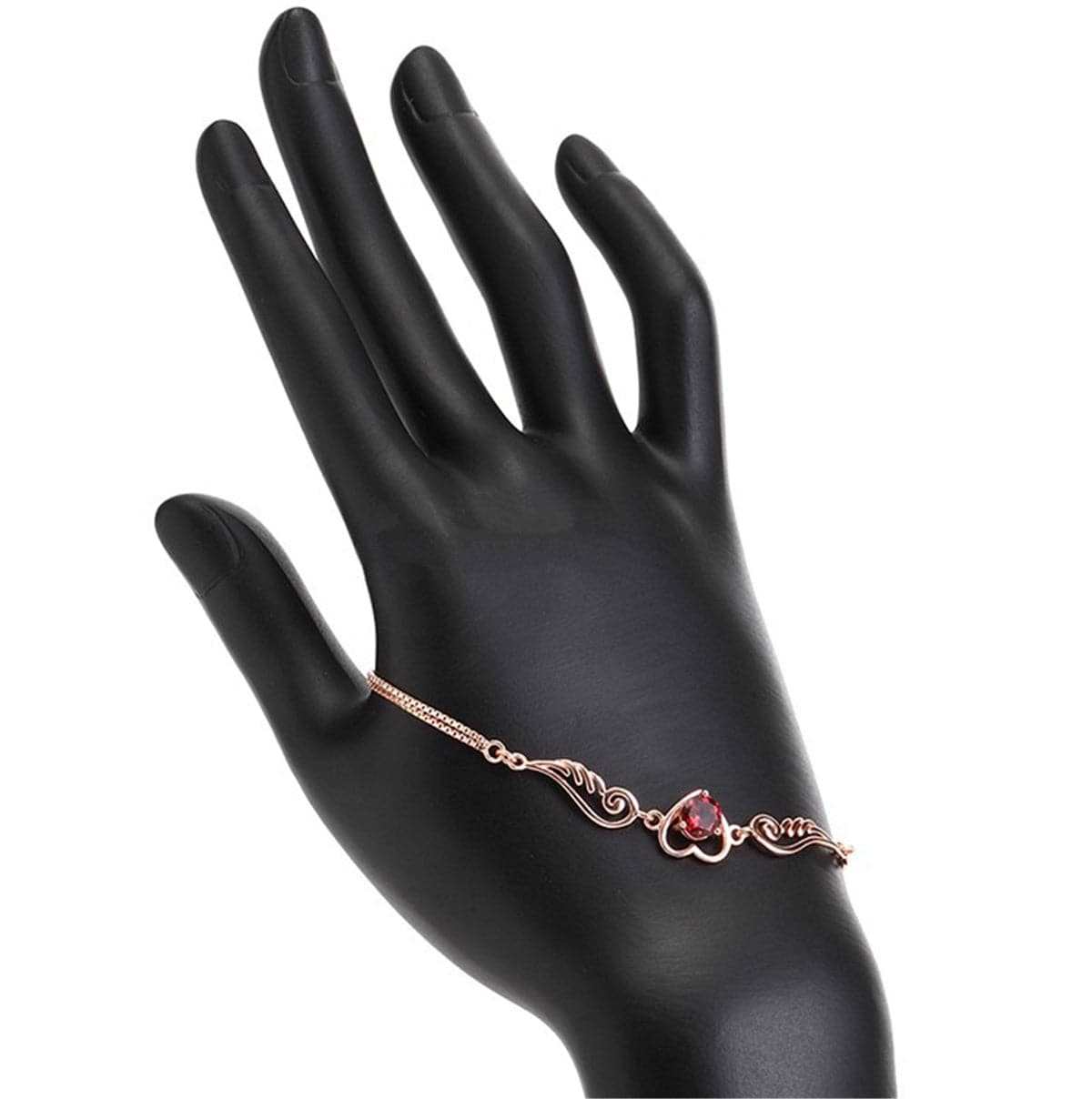 Red Crystal & Cubic Zirconia Flying Heart Bracelet