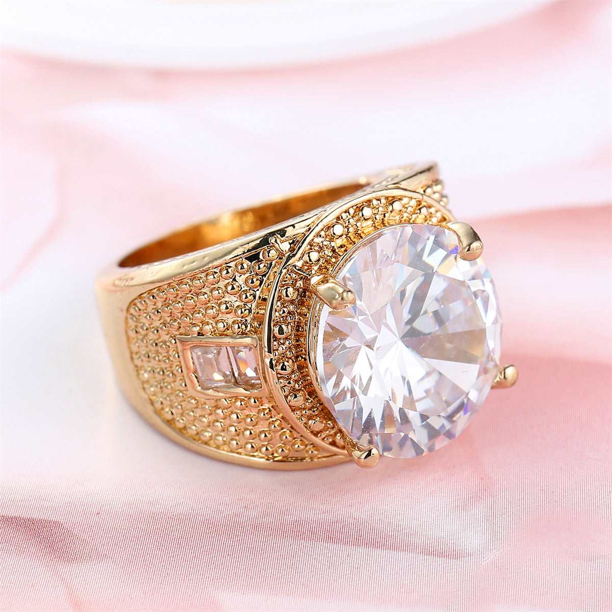 Crystal & Goldtone Wide Ring-4