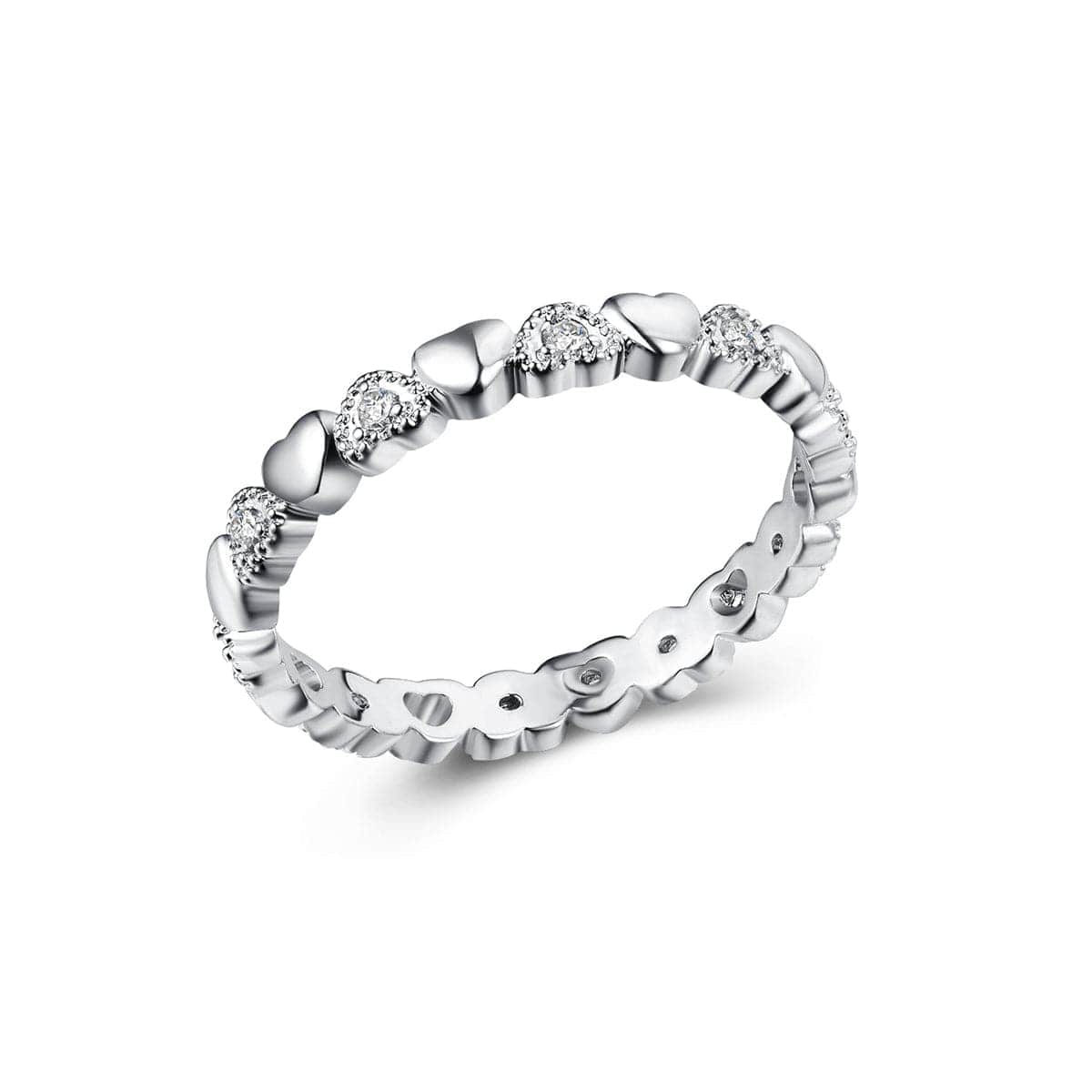 Cubic Zirconia & Silvertone Heart Tension Ring