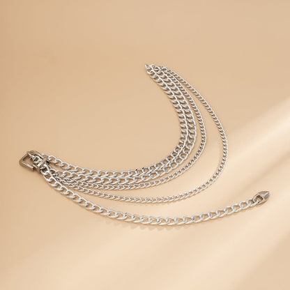 Silvertone Layered Lariat Waist Chain