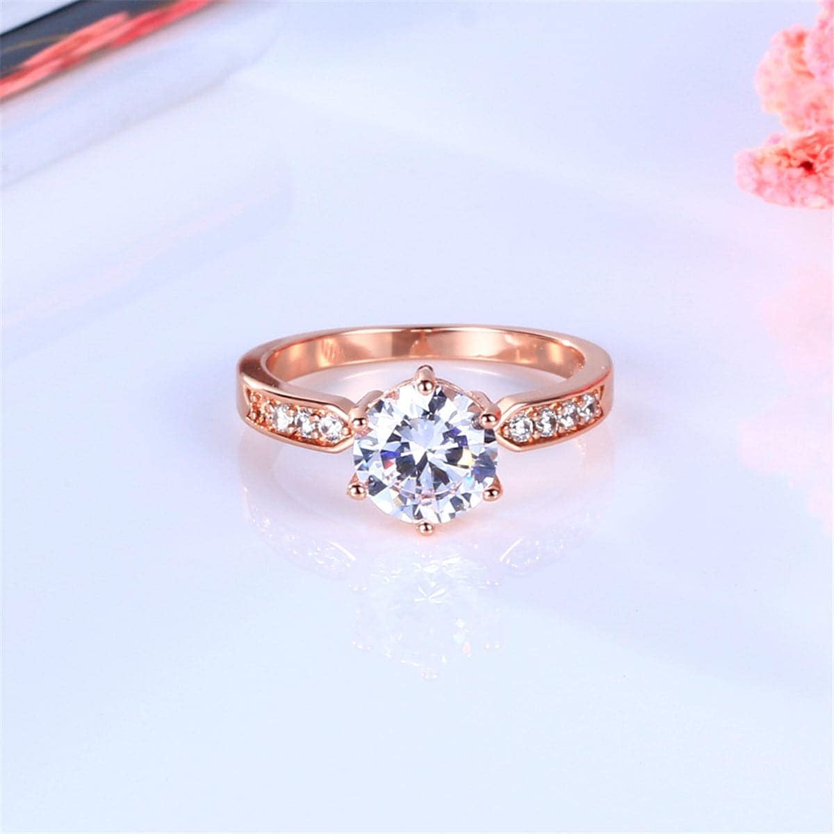Crystal & Rose Goldtone Cocktail Ring