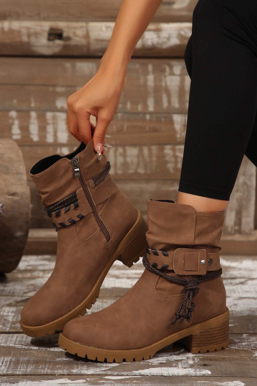 Threaded Pear Mila Strap Side Zip Boots