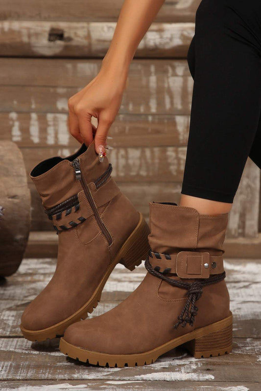 Threaded Pear Mila Strap Side Zip Boots