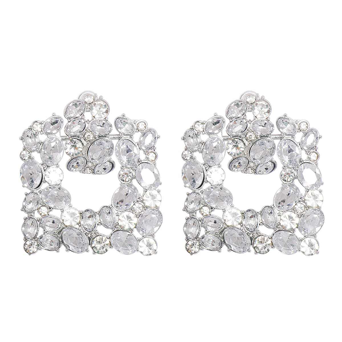 Crystal & Silvertone Geometric Drop Earrings