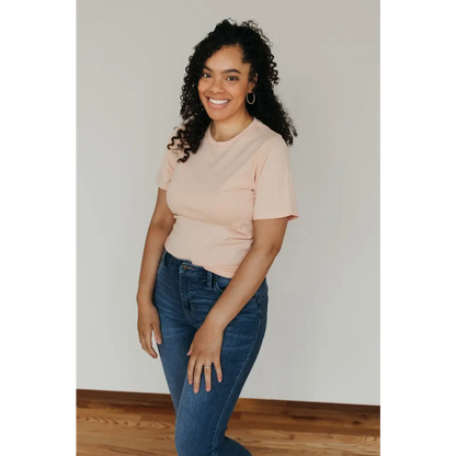 Basic Adult Organic Cotton T-Shirt in Peach