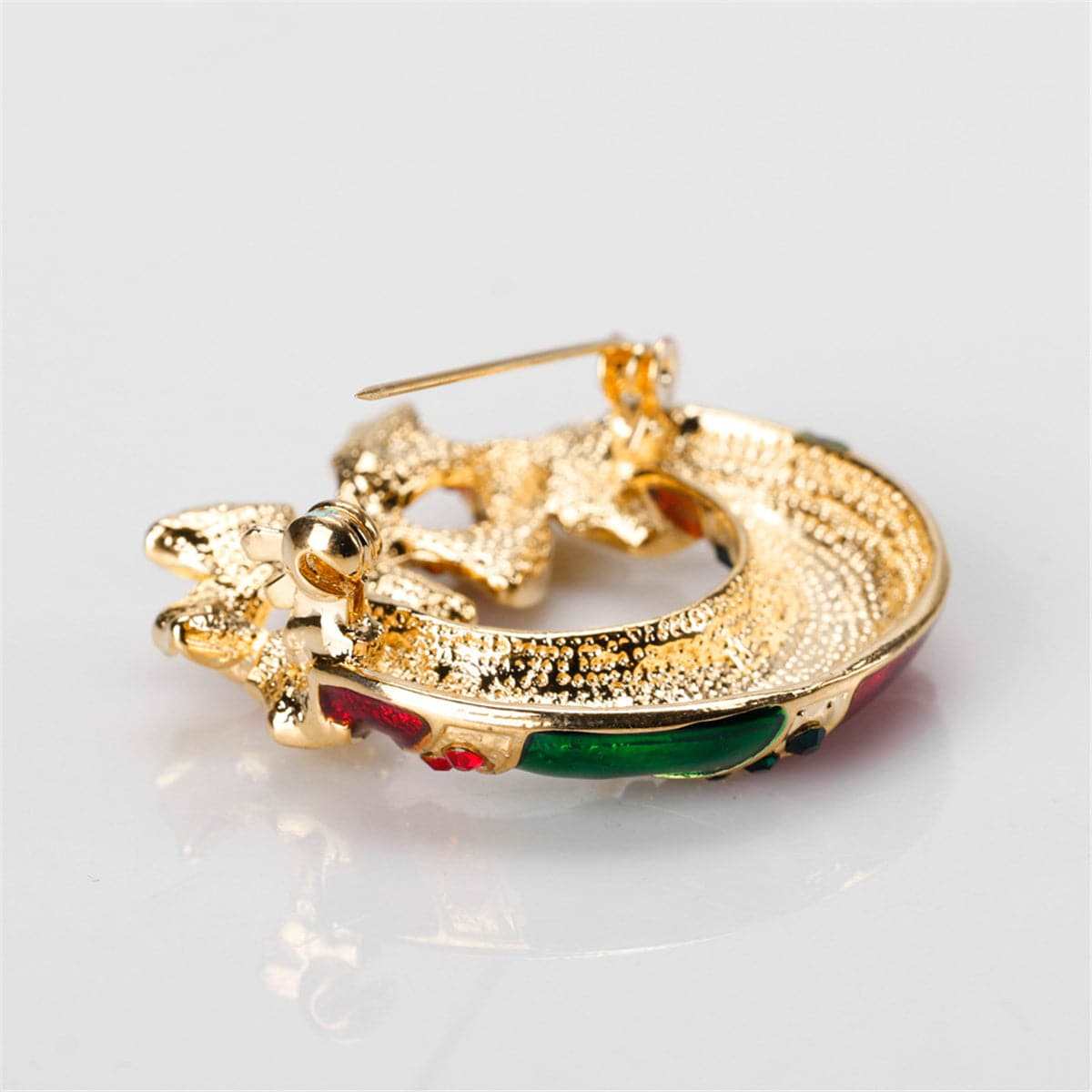 Cubic Zirconia & Goldtone Botany Bow Wreath Brooch
