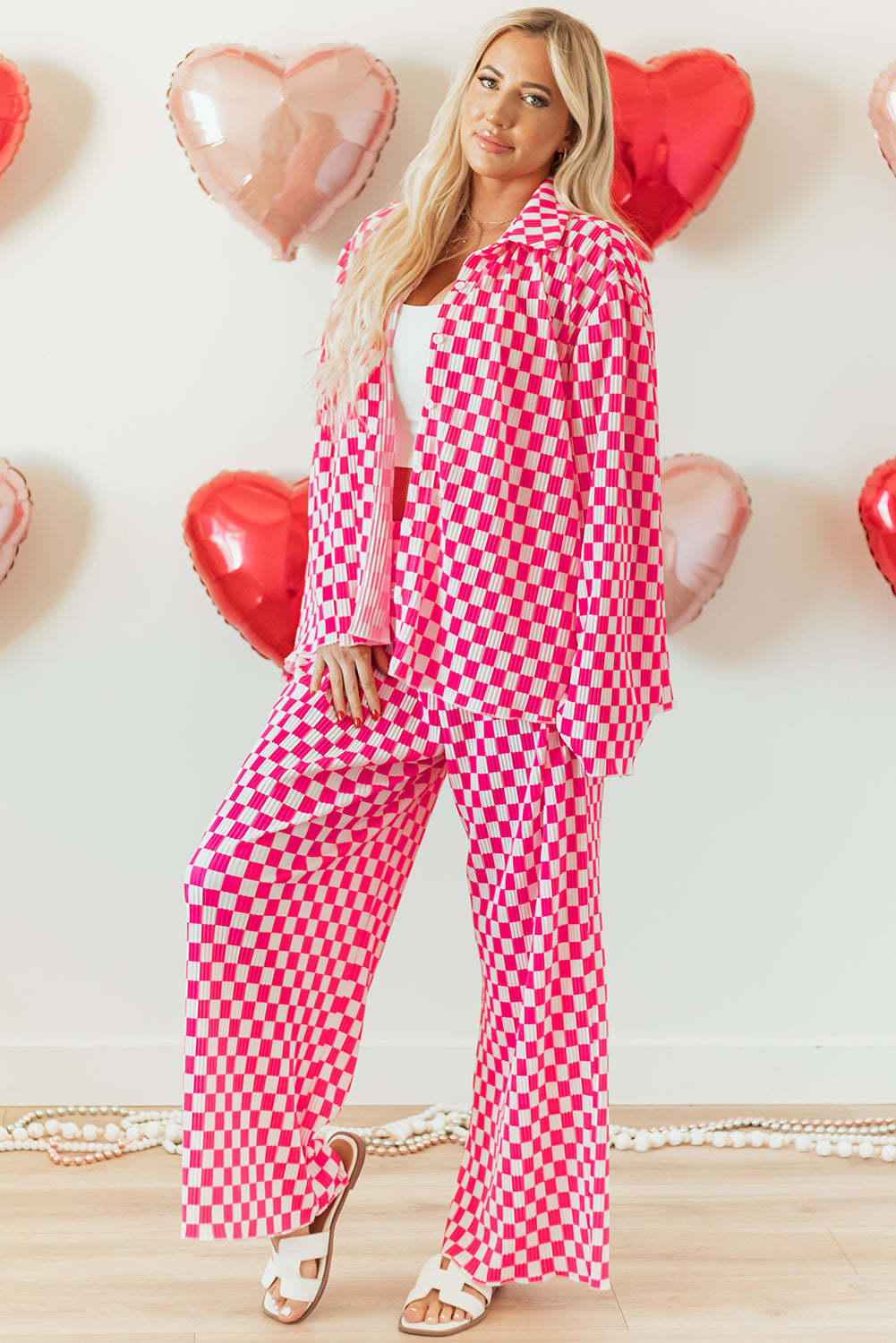 Alina Checkered Shirt - Pink / L - 12/14