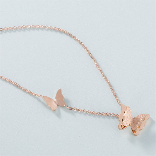 Rose Goldtone 3-D Butterfly Pendant Necklace