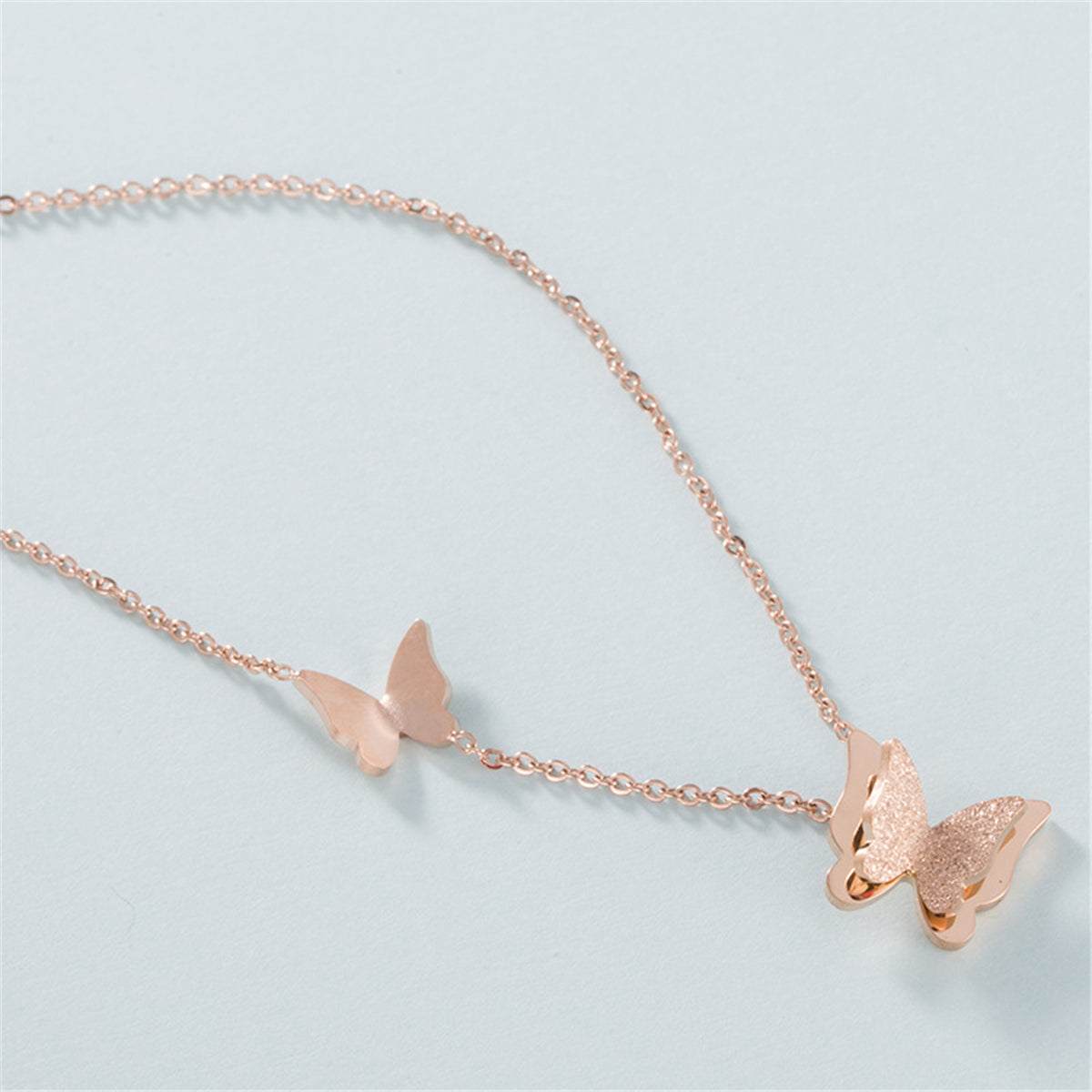 Rose Goldtone 3-D Butterfly Pendant Necklace