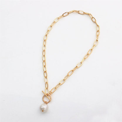 Pearl & Goldtone Toggle Necklace