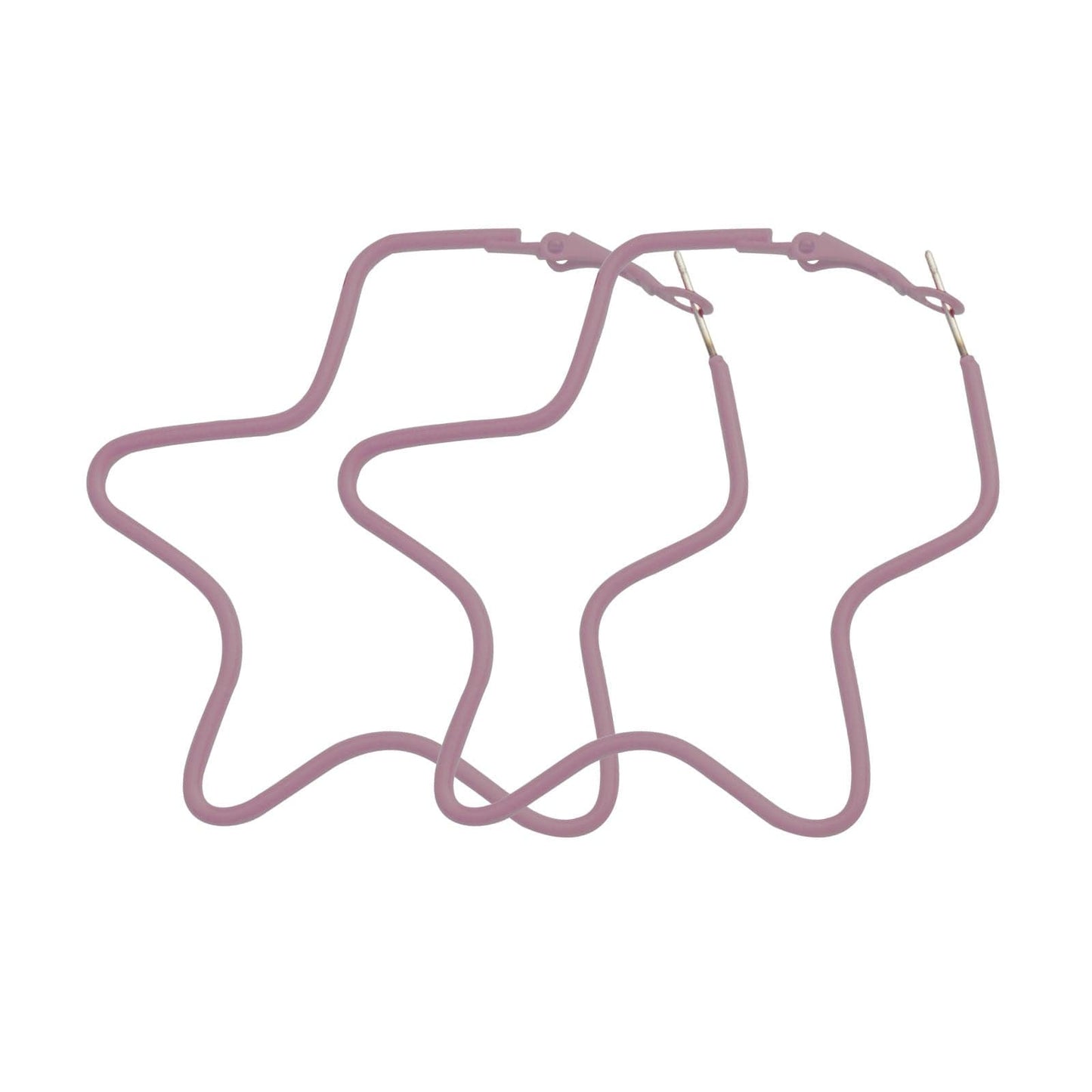 Gray Enamel & Silvertone Star Hoop Earrings