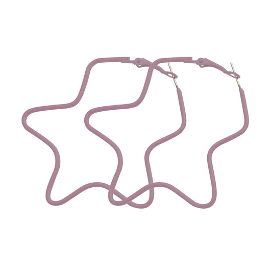 Gray Enamel & Silvertone Star Hoop Earrings