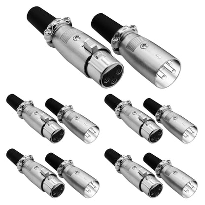 5 Core XLR Connector Male Female to 1/4 Audio Jack 3 Pin Secure Mic Plug W Locking Ends - Gray