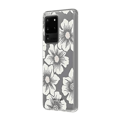 Kate Spade New York Protective Hardshell Case (1-Pc Comold) for Samsung Large - Hollyhock Floral Clear/Cream with Stones