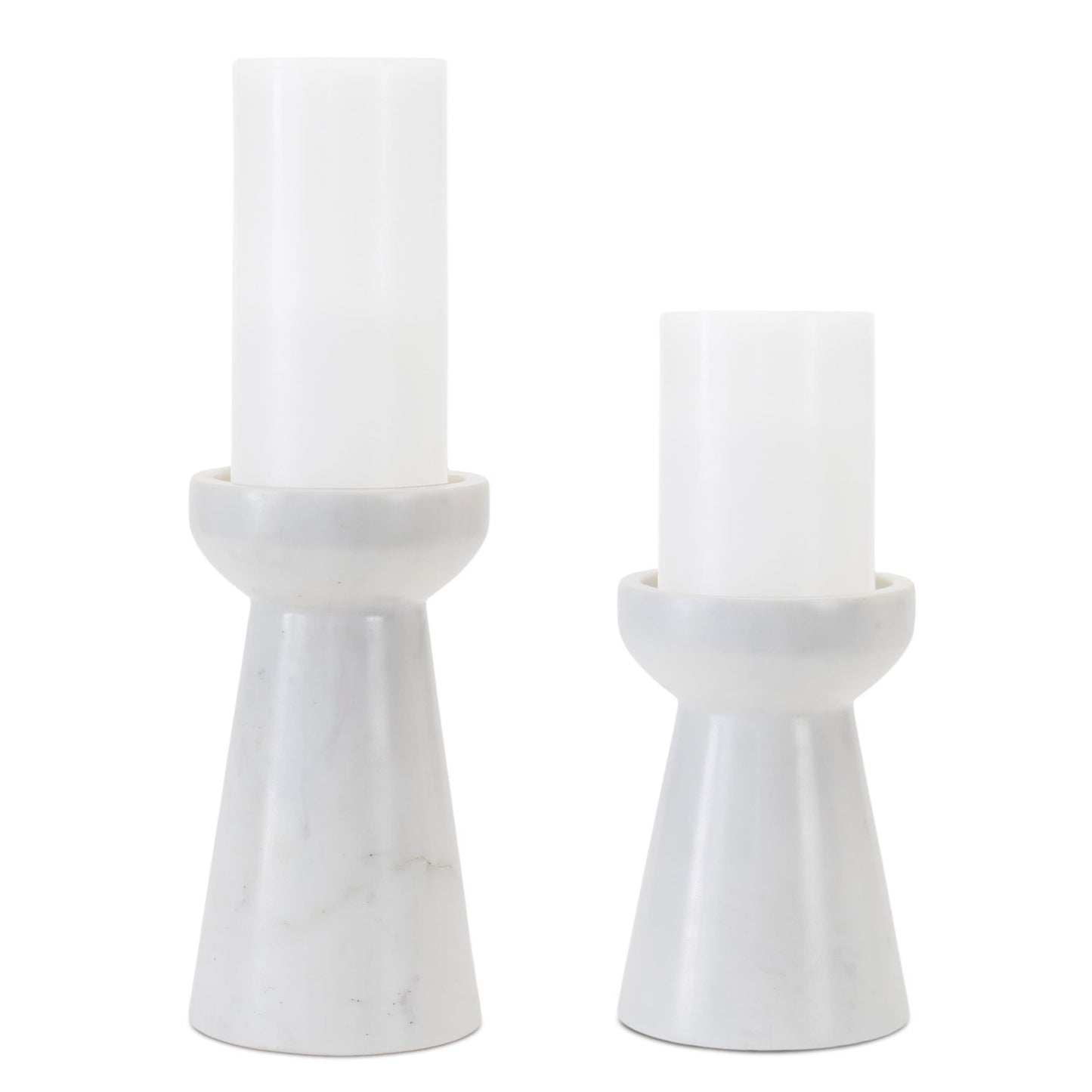 Melrose International Modern Marble Candle Holder (Set of 2)