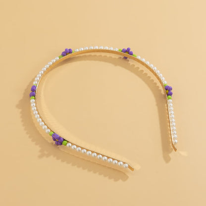 Purple Howlite & Pearl Floral Station Headband