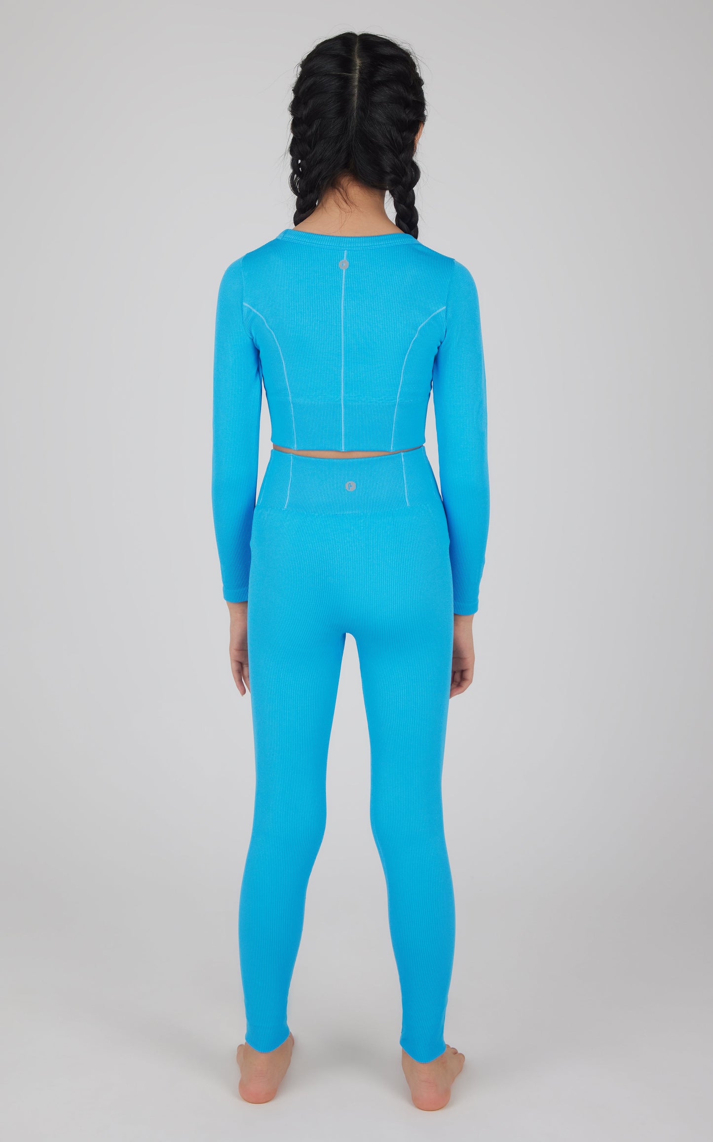 Girls 2 PC Seamless Ribbed Long Sleeve Top and Legging Set