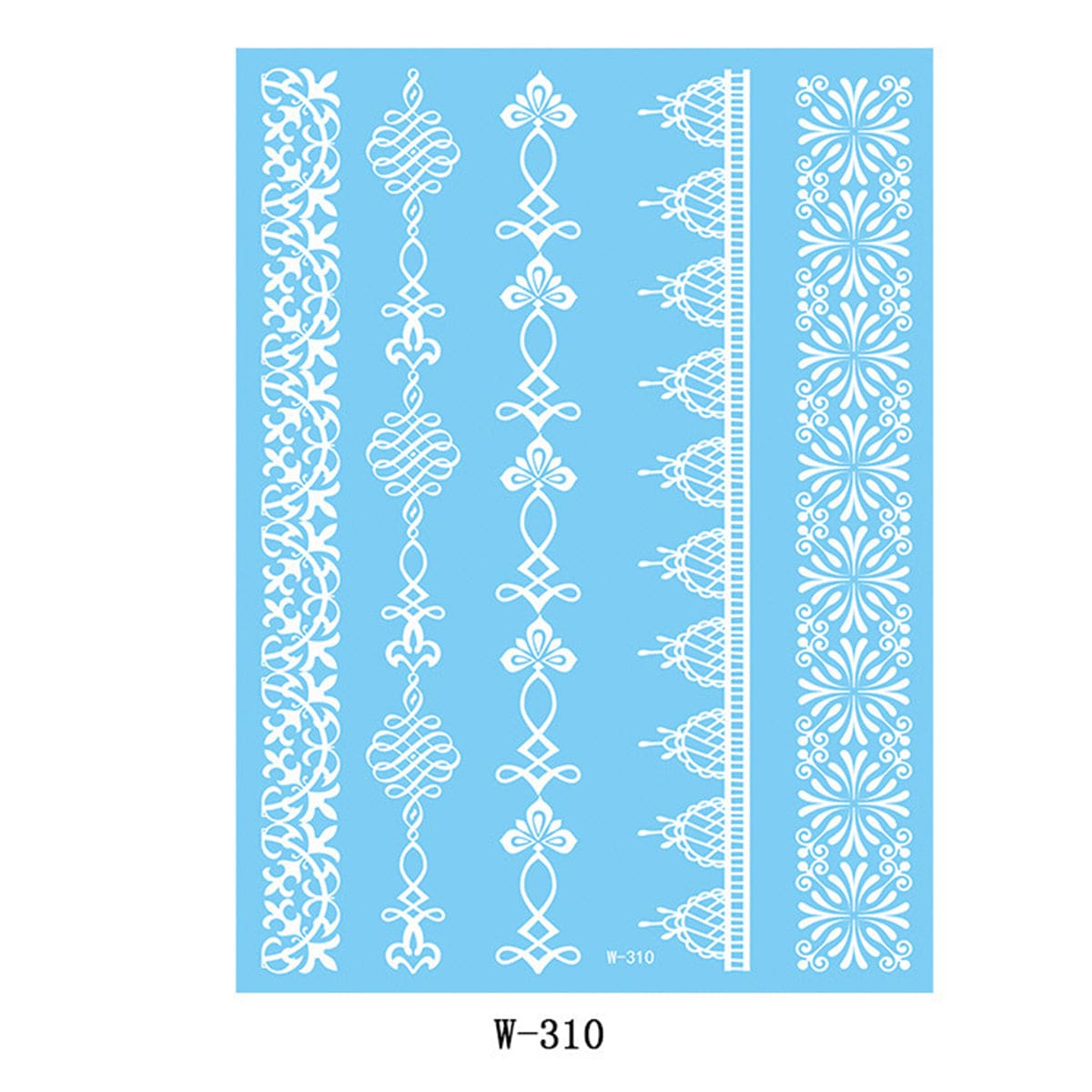 White Botanical Temporary Tattoo Sheet - 5 Pcs